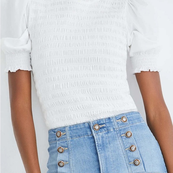 Veronica Beard Langston White Smocked Blouse XS NWT - Picture 3 of 6